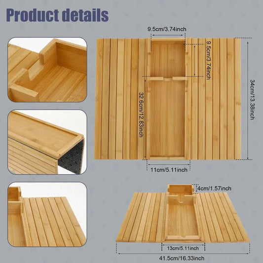 Couch Cup Holder Bamboo Wood Sofa Armrest Tray Foldable Sofa Cup Holder Anti-Slip Couch Arm Cup Holder Sofa Side Storage Tray |  | Luvasmr - Satisfyingly Organised