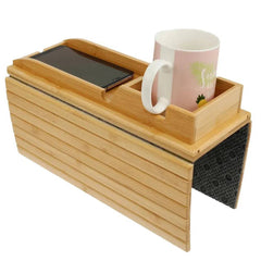 Couch Cup Holder Bamboo Wood Sofa Armrest Tray Foldable Sofa Cup Holder Anti-Slip Couch Arm Cup Holder Sofa Side Storage Tray |  | Luvasmr - Satisfyingly Organised