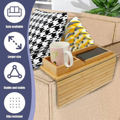 Couch Cup Holder Bamboo Wood Sofa Armrest Tray Foldable Sofa Cup Holder Anti-Slip Couch Arm Cup Holder Sofa Side Storage Tray |  | Luvasmr - Satisfyingly Organised