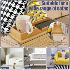 Couch Cup Holder Bamboo Wood Sofa Armrest Tray Foldable Sofa Cup Holder Anti-Slip Couch Arm Cup Holder Sofa Side Storage Tray |  | Luvasmr - Satisfyingly Organised