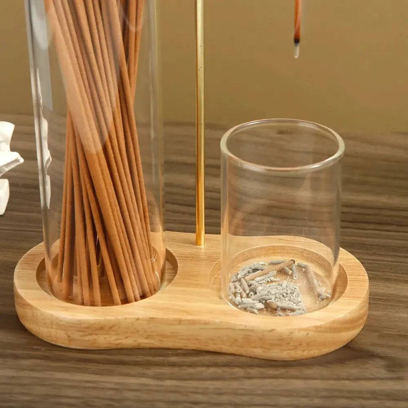 2 in 1 Incense Holder for Sticks Anti-Ash Flying Incense Burne with Removable Glass Ash Catcher and Incense Sticks Organizer | Bathroom | Luvasmr - Satisfyingly Organised