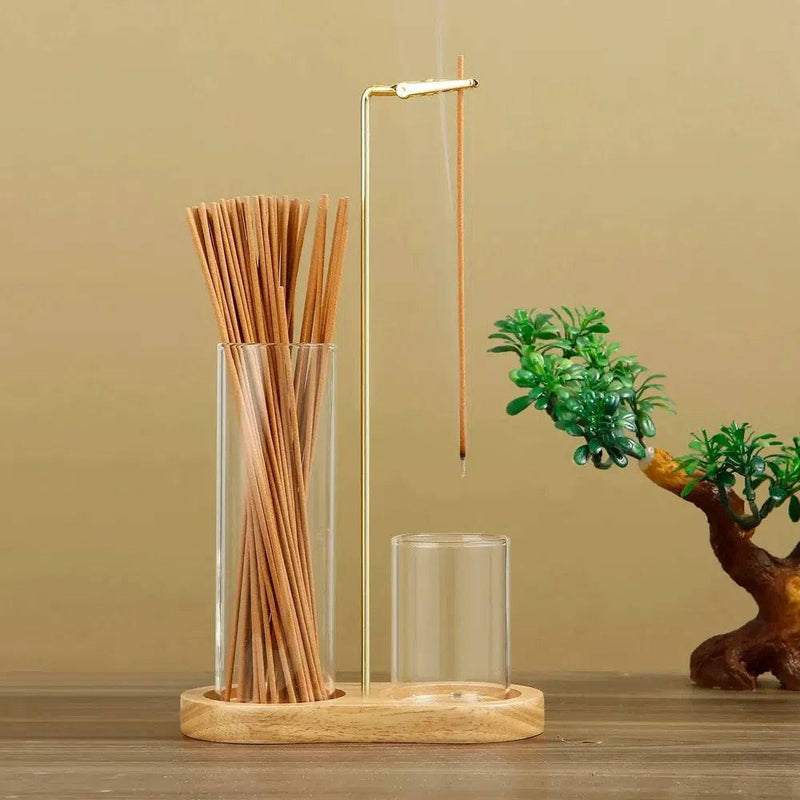 2 in 1 Incense Holder for Sticks Anti-Ash Flying Incense Burne with Removable Glass Ash Catcher and Incense Sticks Organizer | Bathroom | Luvasmr - Satisfyingly Organised