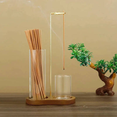 2 in 1 Incense Holder for Sticks Anti-Ash Flying Incense Burne with Removable Glass Ash Catcher and Incense Sticks Organizer | Bathroom | Luvasmr - Satisfyingly Organised