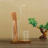 2 in 1 Incense Holder for Sticks Anti-Ash Flying Incense Burne with Removable Glass Ash Catcher and Incense Sticks Organizer | Bathroom | Luvasmr - Satisfyingly Organised