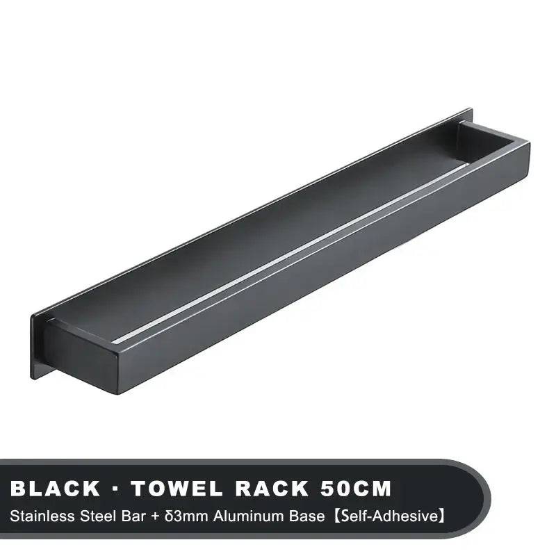 Matt Black Stainless Steel Self-Adhesive Towel Rack | Bathroom | Luvasmr - Satisfyingly Organised