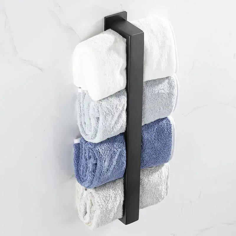 Matt Black Stainless Steel Self-Adhesive Towel Rack | Bathroom | Luvasmr - Satisfyingly Organised
