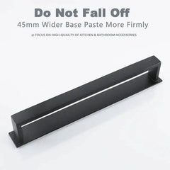 Matt Black Stainless Steel Self-Adhesive Towel Rack | Bathroom | Luvasmr - Satisfyingly Organised