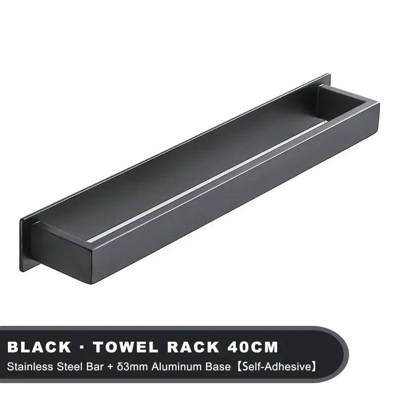 Matt Black Stainless Steel Self-Adhesive Towel Rack | Bathroom | Luvasmr - Satisfyingly Organised