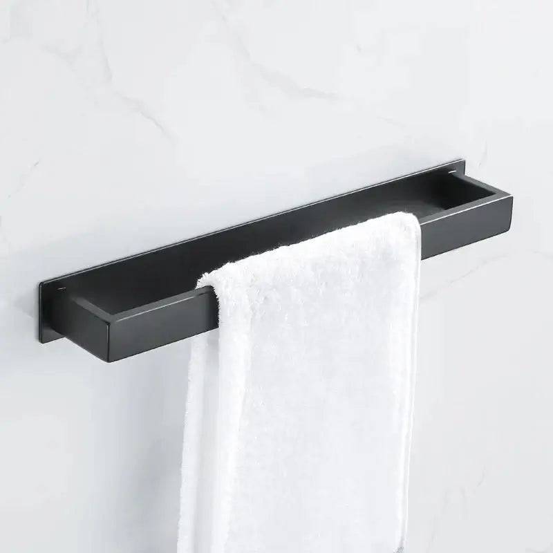 Matt Black Stainless Steel Self-Adhesive Towel Rack | Bathroom | Luvasmr - Satisfyingly Organised