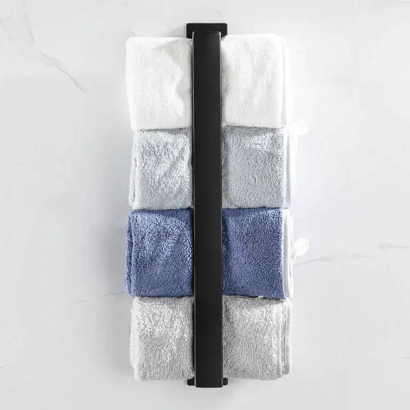 Matt Black Stainless Steel Self-Adhesive Towel Rack | Bathroom | Luvasmr - Satisfyingly Organised
