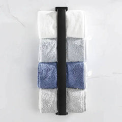 Matt Black Stainless Steel Self-Adhesive Towel Rack | Bathroom | Luvasmr - Satisfyingly Organised