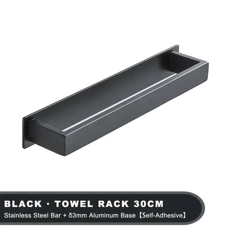 Matt Black Stainless Steel Self-Adhesive Towel Rack | Bathroom | Luvasmr - Satisfyingly Organised