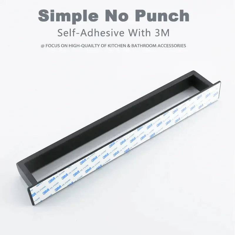 Matt Black Stainless Steel Self-Adhesive Towel Rack | Bathroom | Luvasmr - Satisfyingly Organised