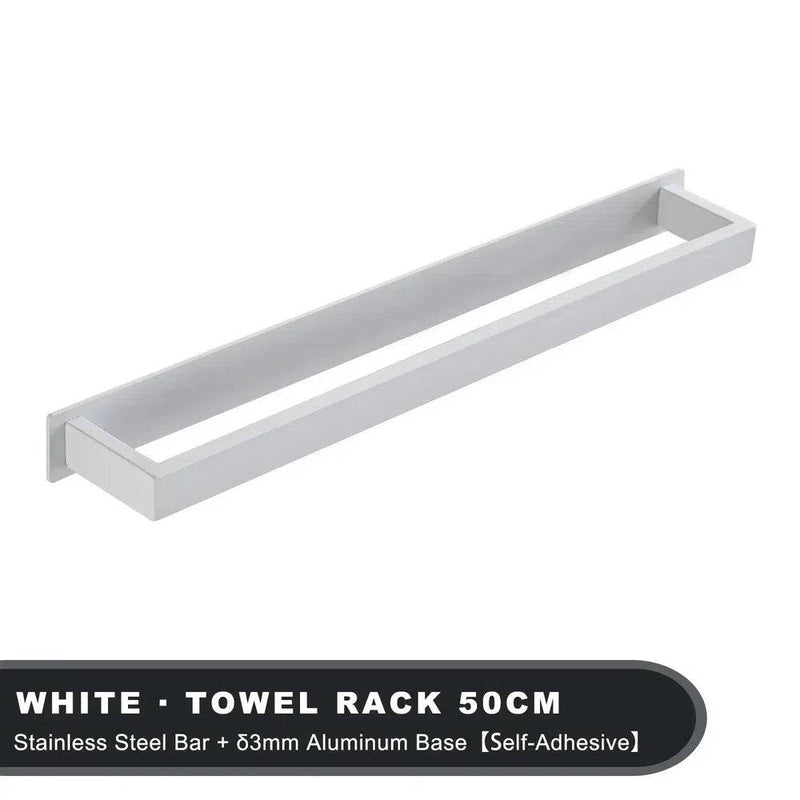 Matt Black Stainless Steel Self-Adhesive Towel Rack | Bathroom | Luvasmr - Satisfyingly Organised