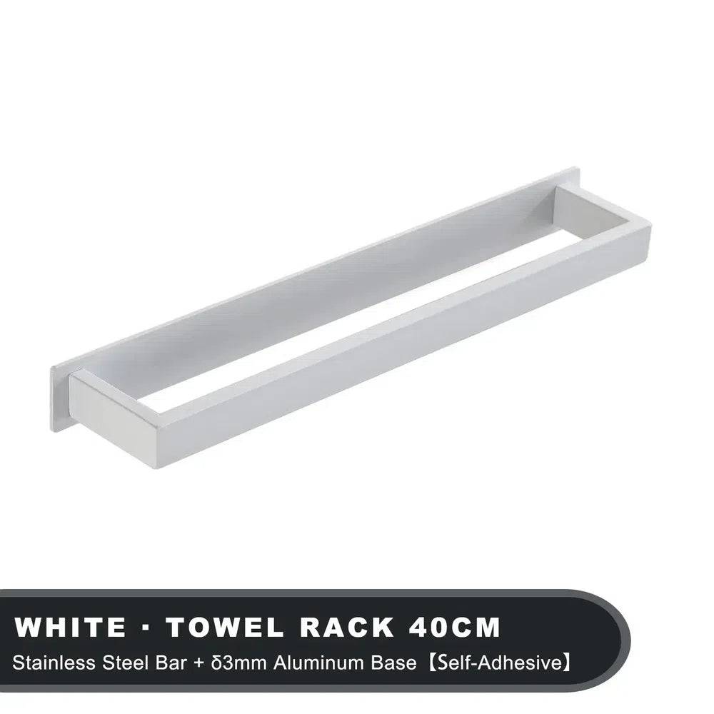 Matt Black Stainless Steel Self-Adhesive Towel Rack | Bathroom | Luvasmr - Satisfyingly Organised