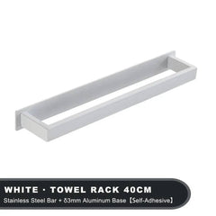 Matt Black Stainless Steel Self-Adhesive Towel Rack | Bathroom | Luvasmr - Satisfyingly Organised