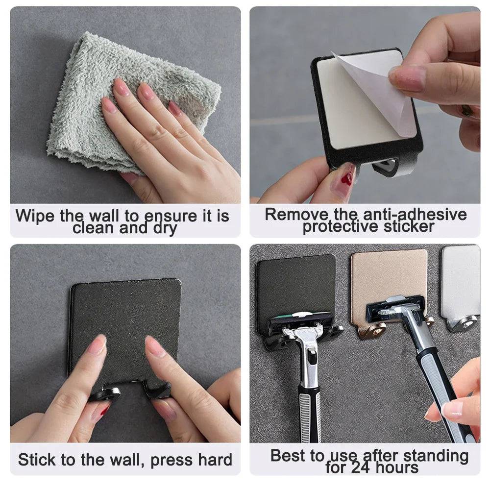 Punch-Free Razor Holder with Storage Hook | Bathroom | Luvasmr - Satisfyingly Organised