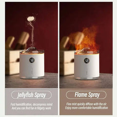 350ml USB Charging Air Humidifier Ultrasonic Aroma Essential Oil Diffuser with Volcano Flame Lamp Mini Portable Mist Humidifier | Bathroom | Luvasmr - Satisfyingly Organised