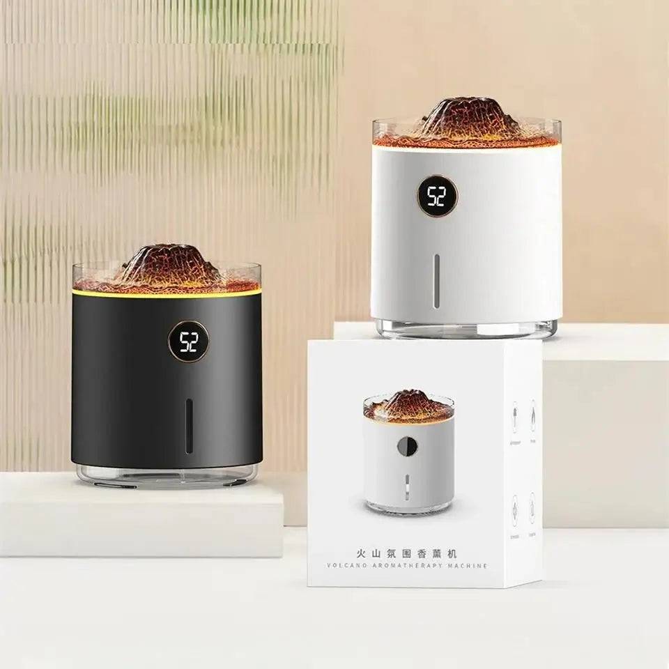 350ml USB Charging Air Humidifier Ultrasonic Aroma Essential Oil Diffuser with Volcano Flame Lamp Mini Portable Mist Humidifier | Bathroom | Luvasmr - Satisfyingly Organised