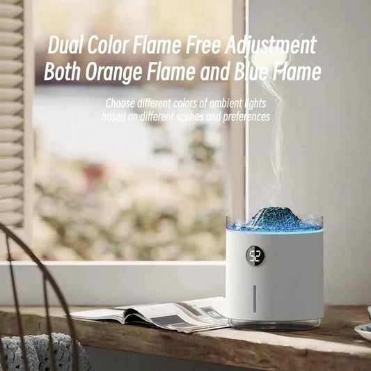 350ml USB Charging Air Humidifier Ultrasonic Aroma Essential Oil Diffuser with Volcano Flame Lamp Mini Portable Mist Humidifier | Bathroom | Luvasmr - Satisfyingly Organised
