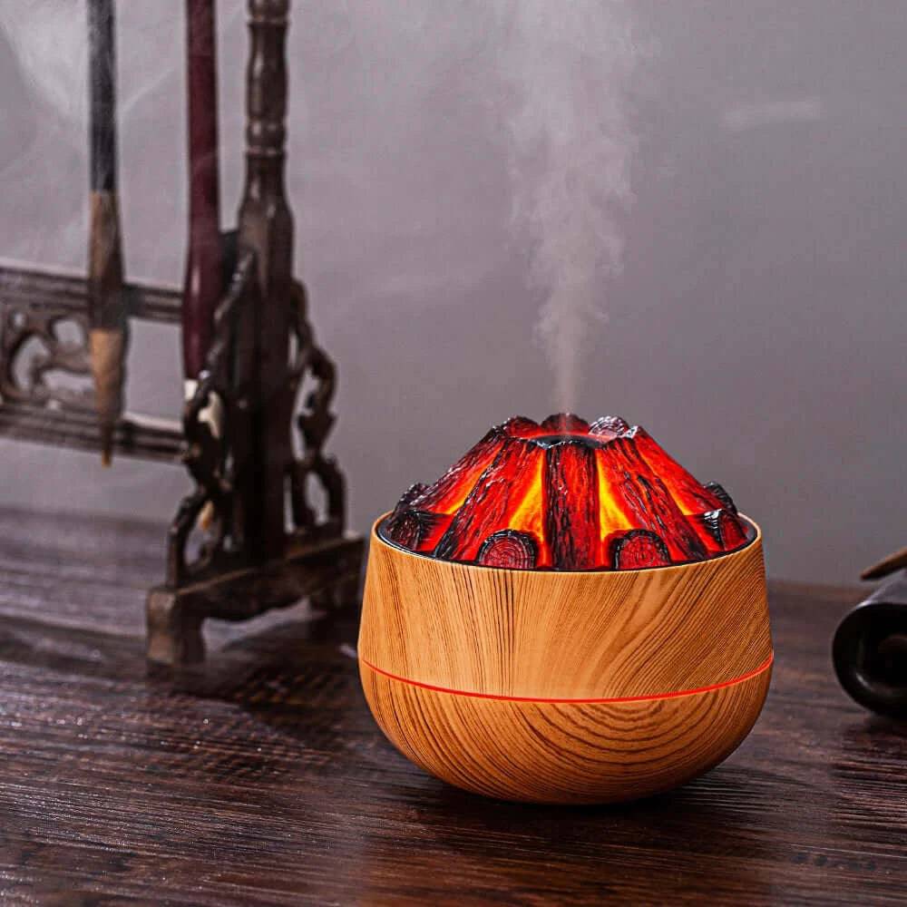 2024 New 300ML Artificial Charcoal Fire Air Humidifier Aroma Diffuser Mist Sprayer Mini Diffuser with Night Light for Home | Bathroom | Luvasmr - Satisfyingly Organised