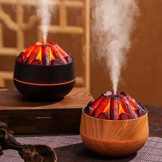 2024 New 300ML Artificial Charcoal Fire Air Humidifier Aroma Diffuser Mist Sprayer Mini Diffuser with Night Light for Home | Bathroom | Luvasmr - Satisfyingly Organised