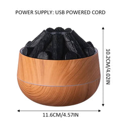 2024 New 300ML Artificial Charcoal Fire Air Humidifier Aroma Diffuser Mist Sprayer Mini Diffuser with Night Light for Home | Bathroom | Luvasmr - Satisfyingly Organised