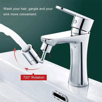 Universal Faucet Extender with 720° rotation for convenient washing and gurgling ease in kitchens and bathrooms.