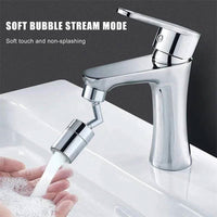 Soft bubble stream faucet with non-splashing water flow, demonstrating ease of use with hands under the stream.
