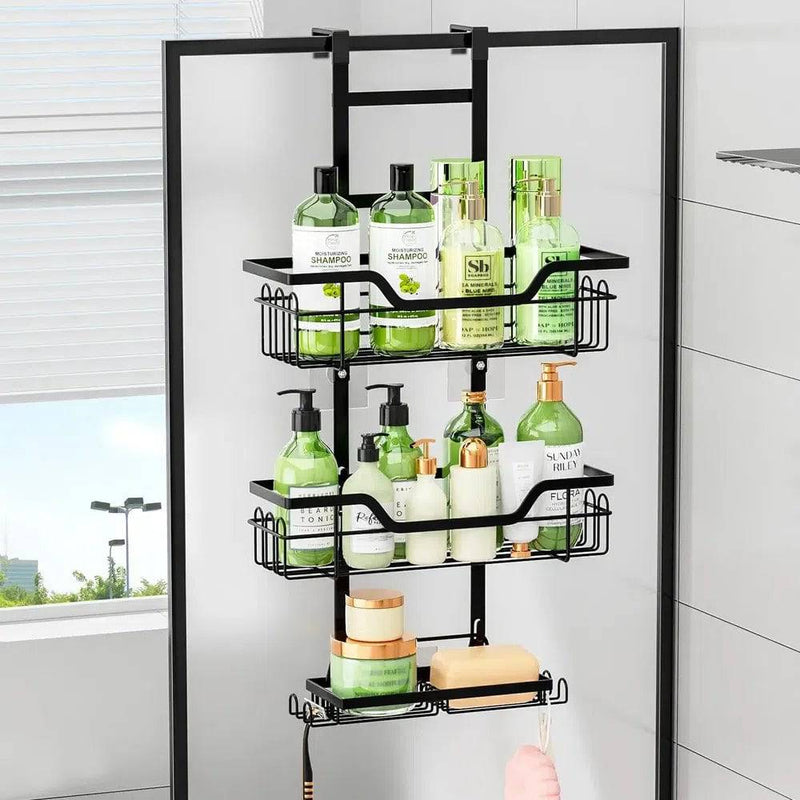 Drill-Free Bathroom Shelf Over Door Hanging Organiser | Bathroom | Luvasmr - Satisfyingly Organised