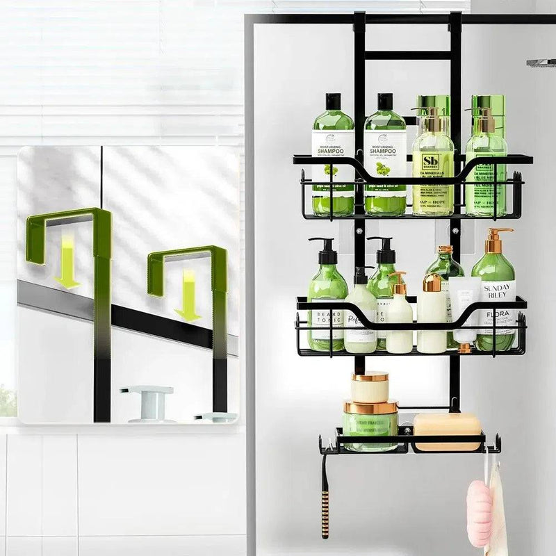 Drill-Free Bathroom Shelf Over Door Hanging Organiser | Bathroom | Luvasmr - Satisfyingly Organised