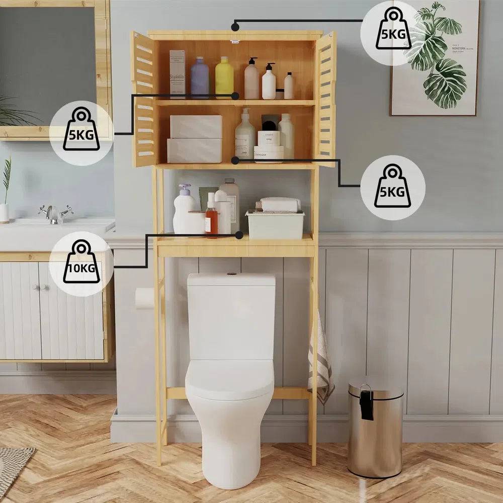Over-The-Toilet Bamboo Storage Rack | Bathroom | Luvasmr - Satisfyingly Organised