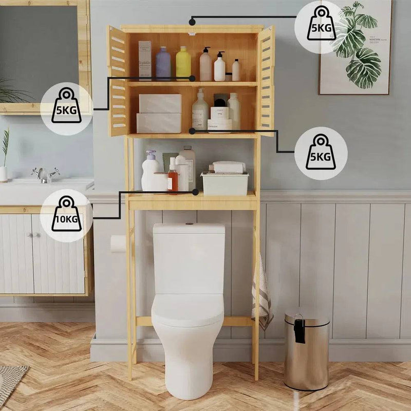 Over-The-Toilet Bamboo Storage Rack | Bathroom | Luvasmr - Satisfyingly Organised
