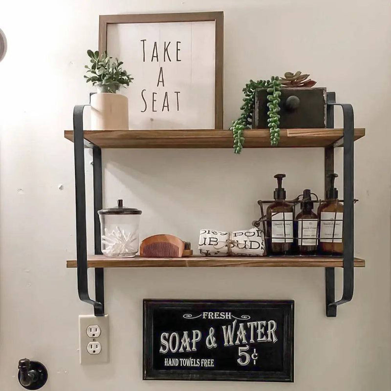 Rustic Wall Mounted Shelf | Bathroom | Luvasmr - Satisfyingly Organised
