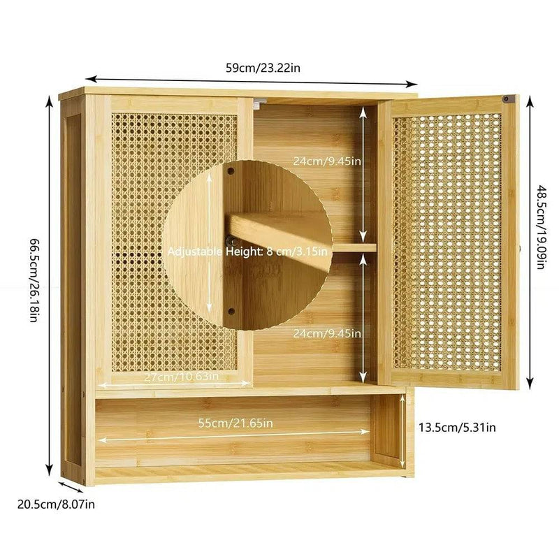 Solid Wood Bamboo Bathroom Wall Cabinet | Bathroom | Luvasmr - Satisfyingly Organised