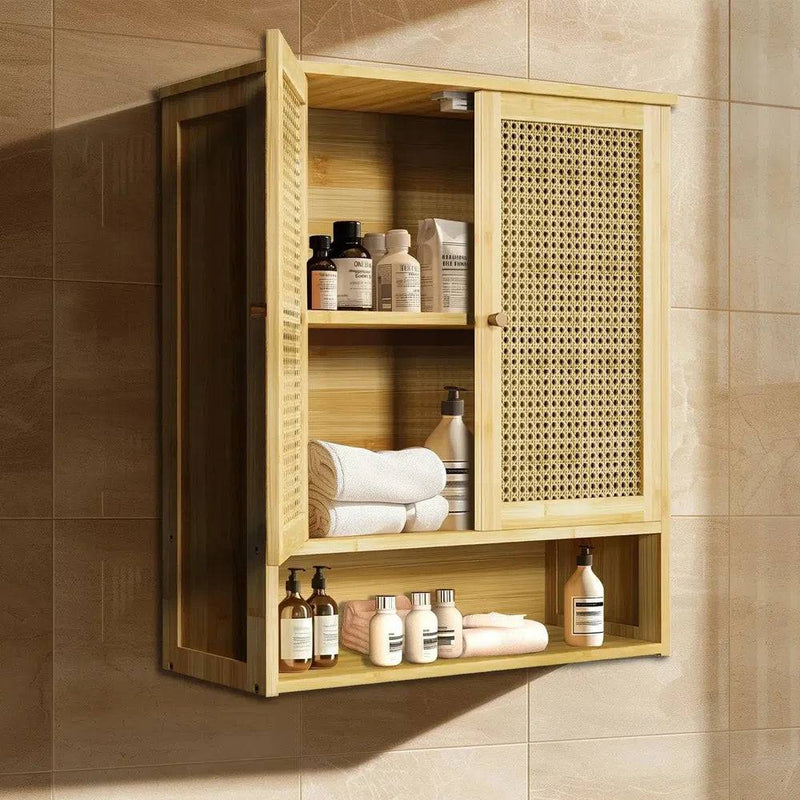 Solid Wood Bamboo Bathroom Wall Cabinet | Bathroom | Luvasmr - Satisfyingly Organised