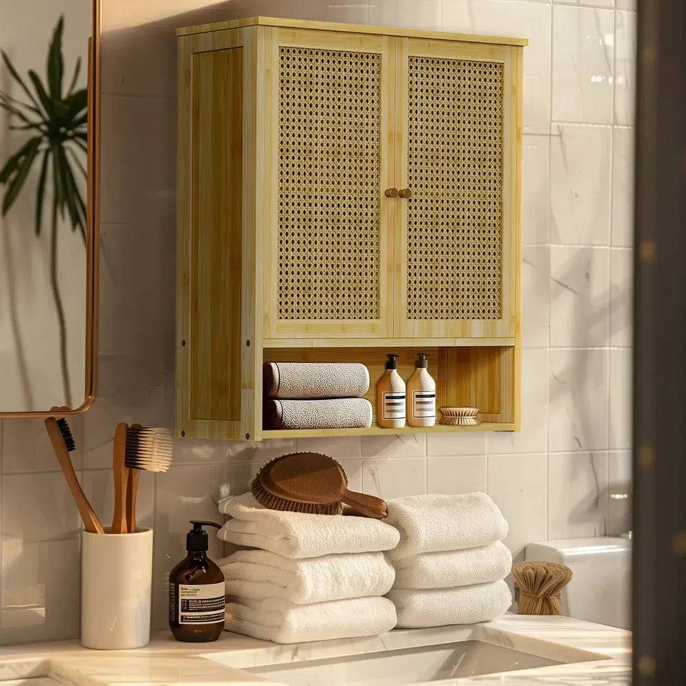 Solid Wood Bamboo Bathroom Wall Cabinet | Bathroom | Luvasmr - Satisfyingly Organised
