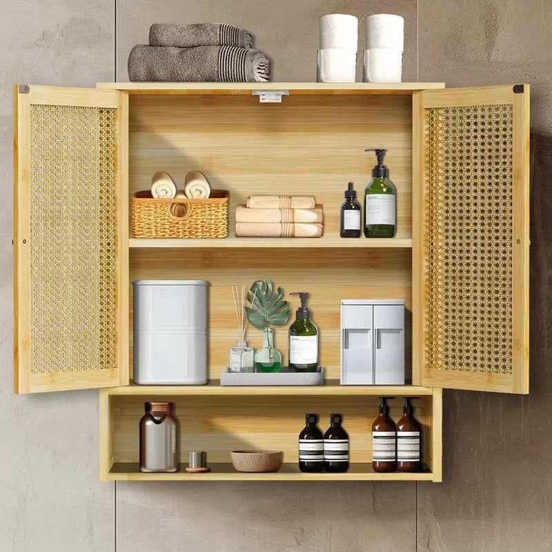 Solid Wood Bamboo Bathroom Wall Cabinet | Bathroom | Luvasmr - Satisfyingly Organised