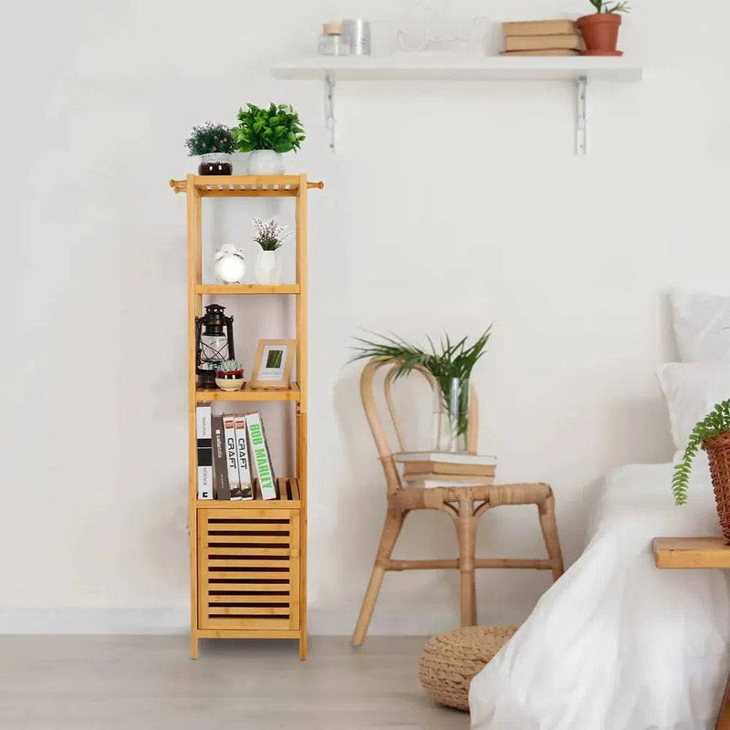 Tall Slim Bamboo Storage Cabinet | Bathroom | Luvasmr - Satisfyingly Organised