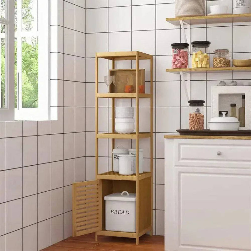 Tall Slim Bamboo Storage Cabinet | Bathroom | Luvasmr - Satisfyingly Organised