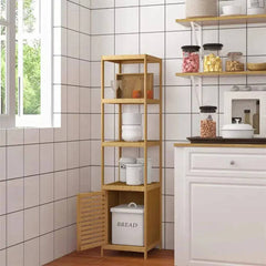 Tall Slim Bamboo Storage Cabinet | Bathroom | Luvasmr - Satisfyingly Organised