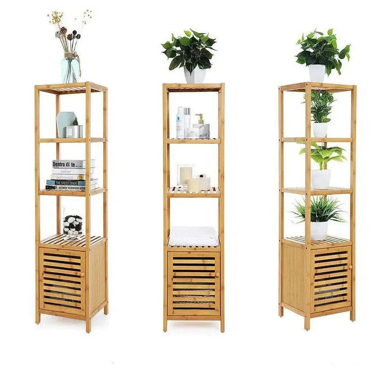 Tall Slim Bamboo Storage Cabinet | Bathroom | Luvasmr - Satisfyingly Organised