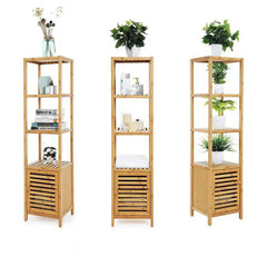 Tall Slim Bamboo Storage Cabinet | Bathroom | Luvasmr - Satisfyingly Organised