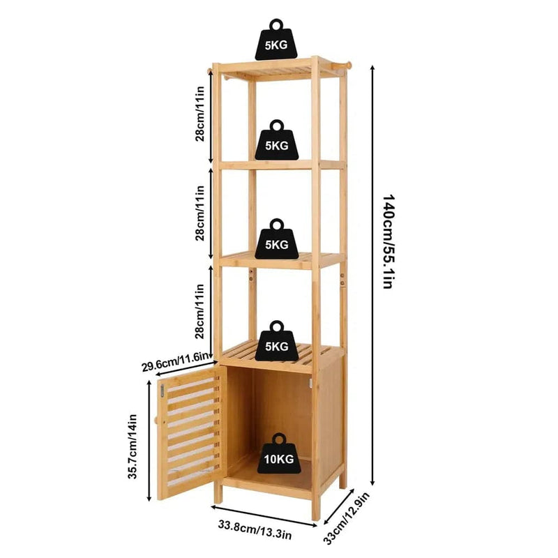 Tall Slim Bamboo Storage Cabinet | Bathroom | Luvasmr - Satisfyingly Organised