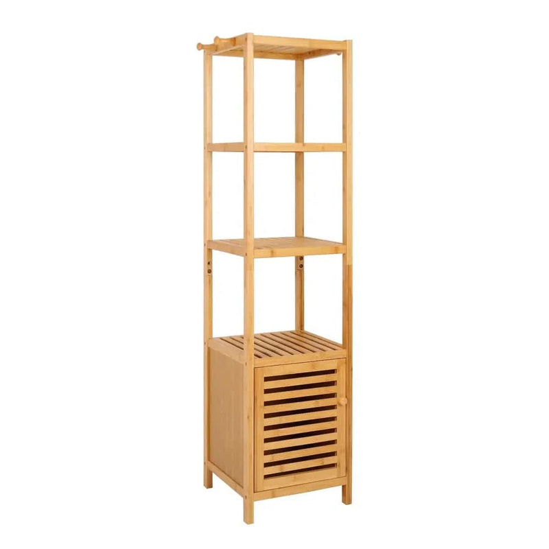 Tall Slim Bamboo Storage Cabinet | Bathroom | Luvasmr - Satisfyingly Organised