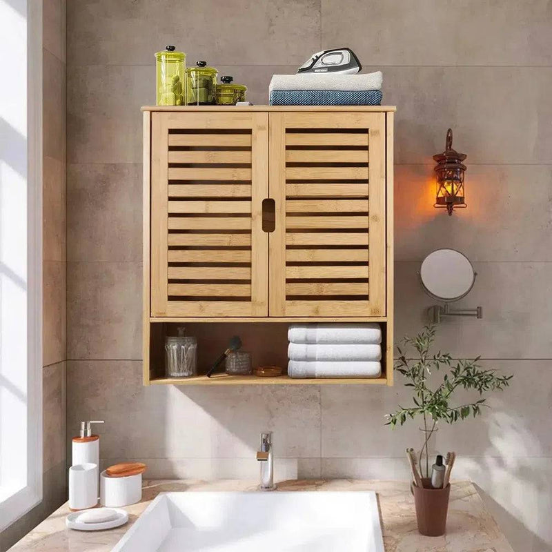 Wall-Mounted Bamboo Storage Cabinet | Bathroom | Luvasmr - Satisfyingly Organised