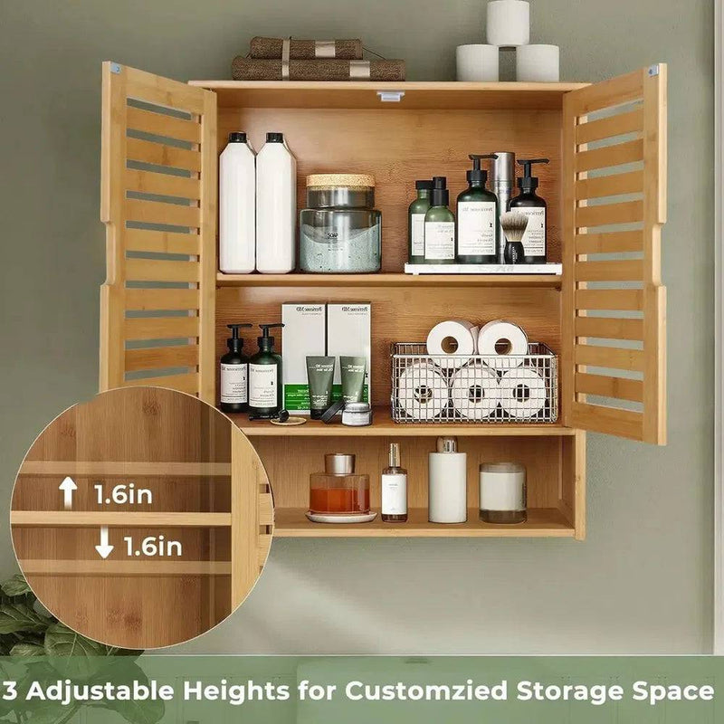 Wall-Mounted Bamboo Storage Cabinet | Bathroom | Luvasmr - Satisfyingly Organised