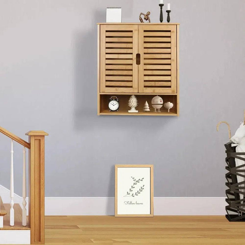 Wall-Mounted Bamboo Storage Cabinet | Bathroom | Luvasmr - Satisfyingly Organised
