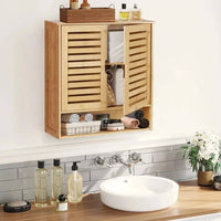 Wall-Mounted Bamboo Storage Cabinet | Bathroom | Luvasmr - Satisfyingly Organised