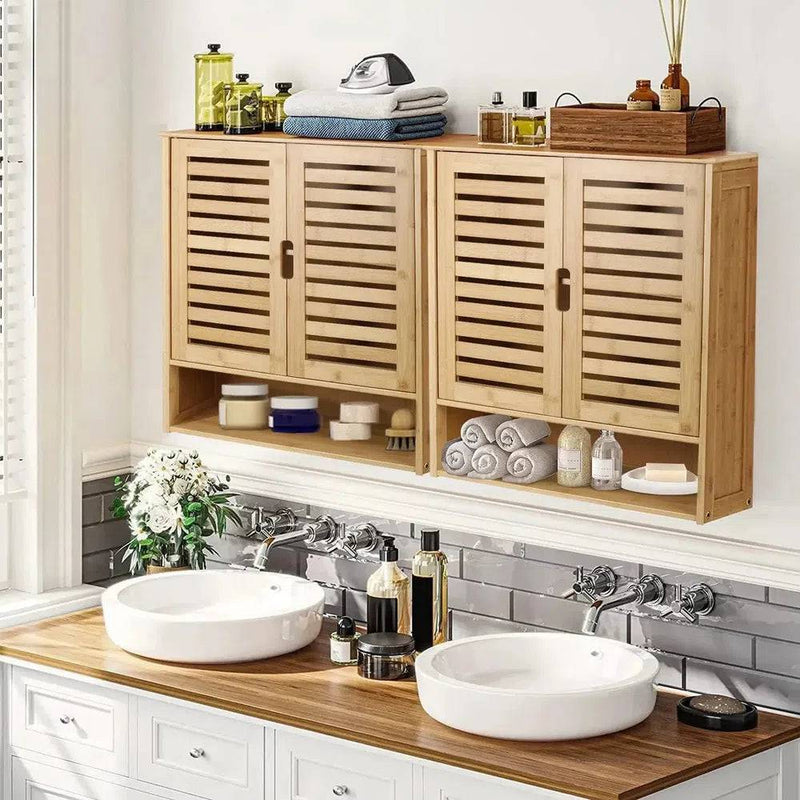 Wall-Mounted Bamboo Storage Cabinet | Bathroom | Luvasmr - Satisfyingly Organised